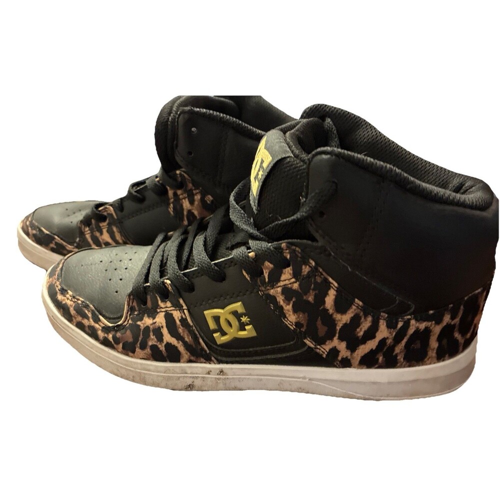 DC Skateboard Shoes high top Size 6 Youth ADGS700034 Black Leopard Print